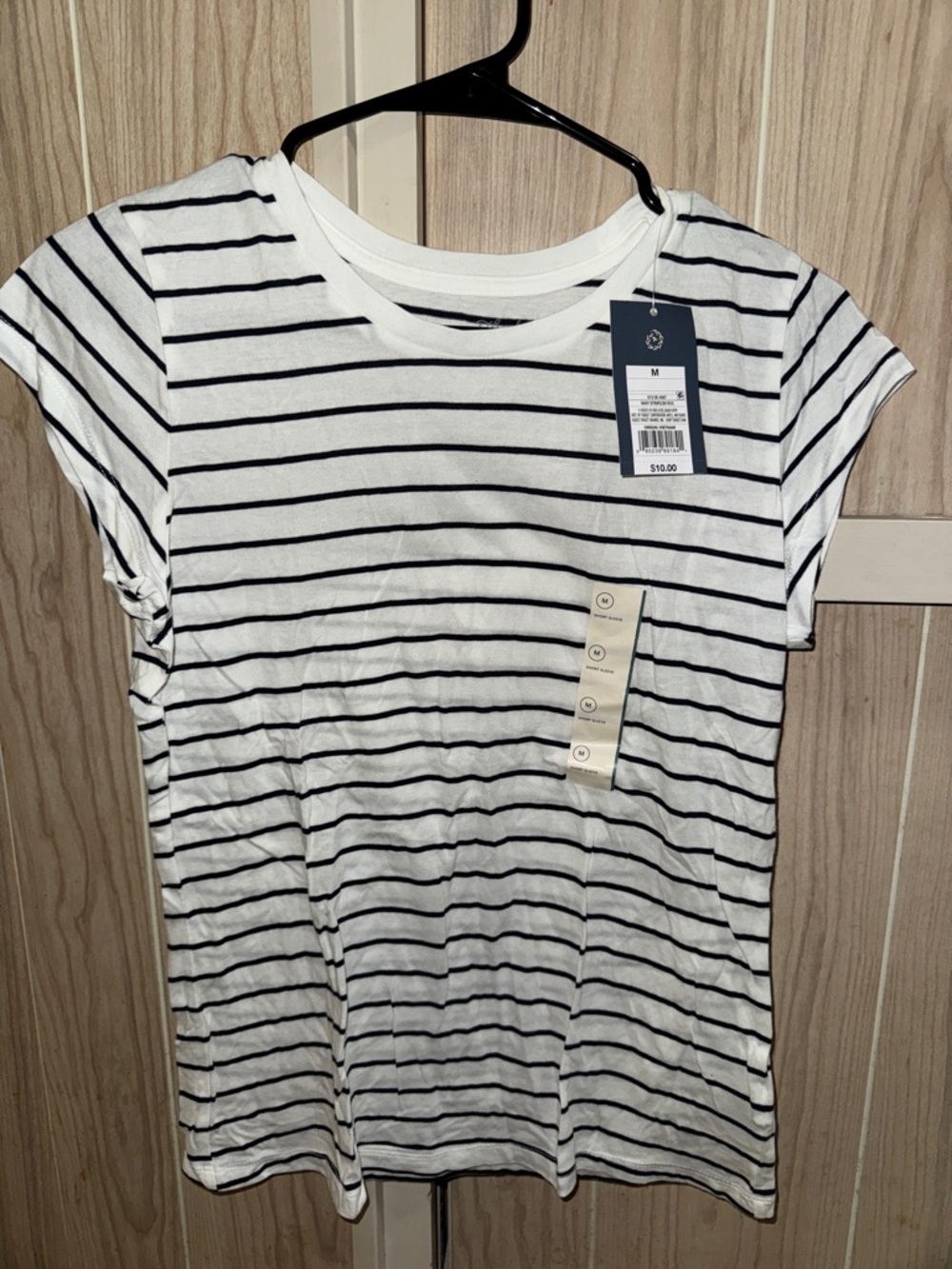 Universal Thread White Short-Sleeve Tee with Black Stripes
